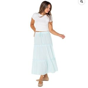 New Celebrity Pink Women's Floral Print Tiered Maxi Skirt